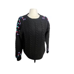 Women's‎ Black Multicolor Vintage Handknit Sweater Size M